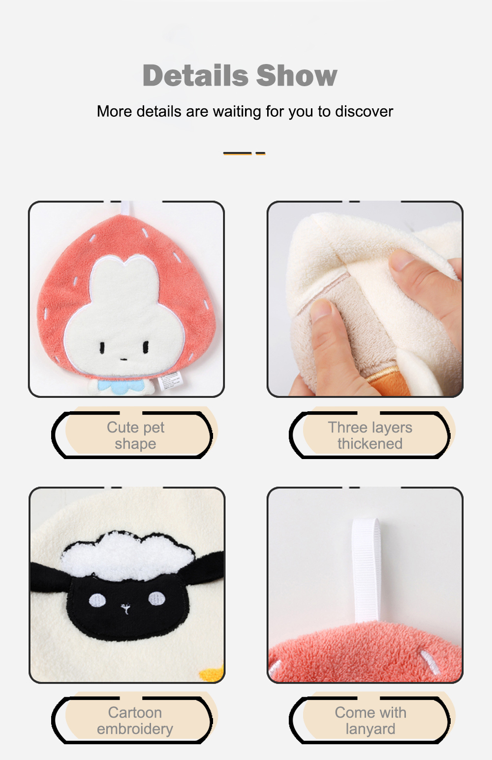 3D Cute Cartoon Hand Towel-6